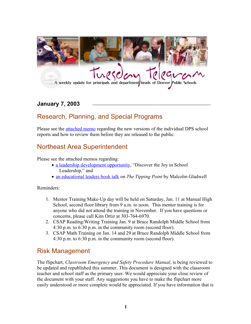 Research, Planning, and Special Programs