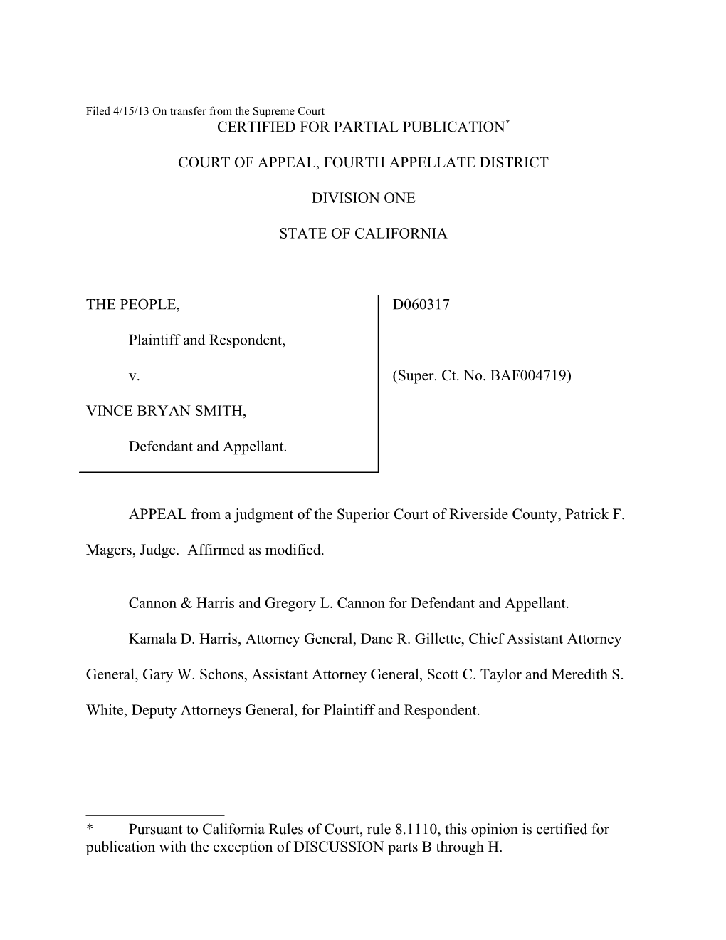 Filed 4/15/13 on Transfer from the Supreme Court