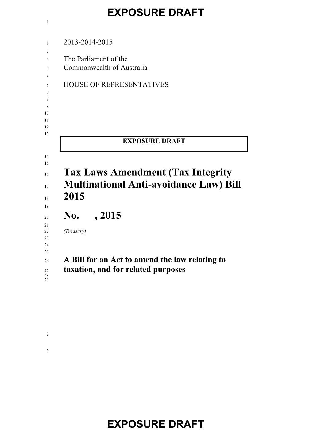 Exposure Draft - Tax Integrity Multinational Anti-Avoidance Law