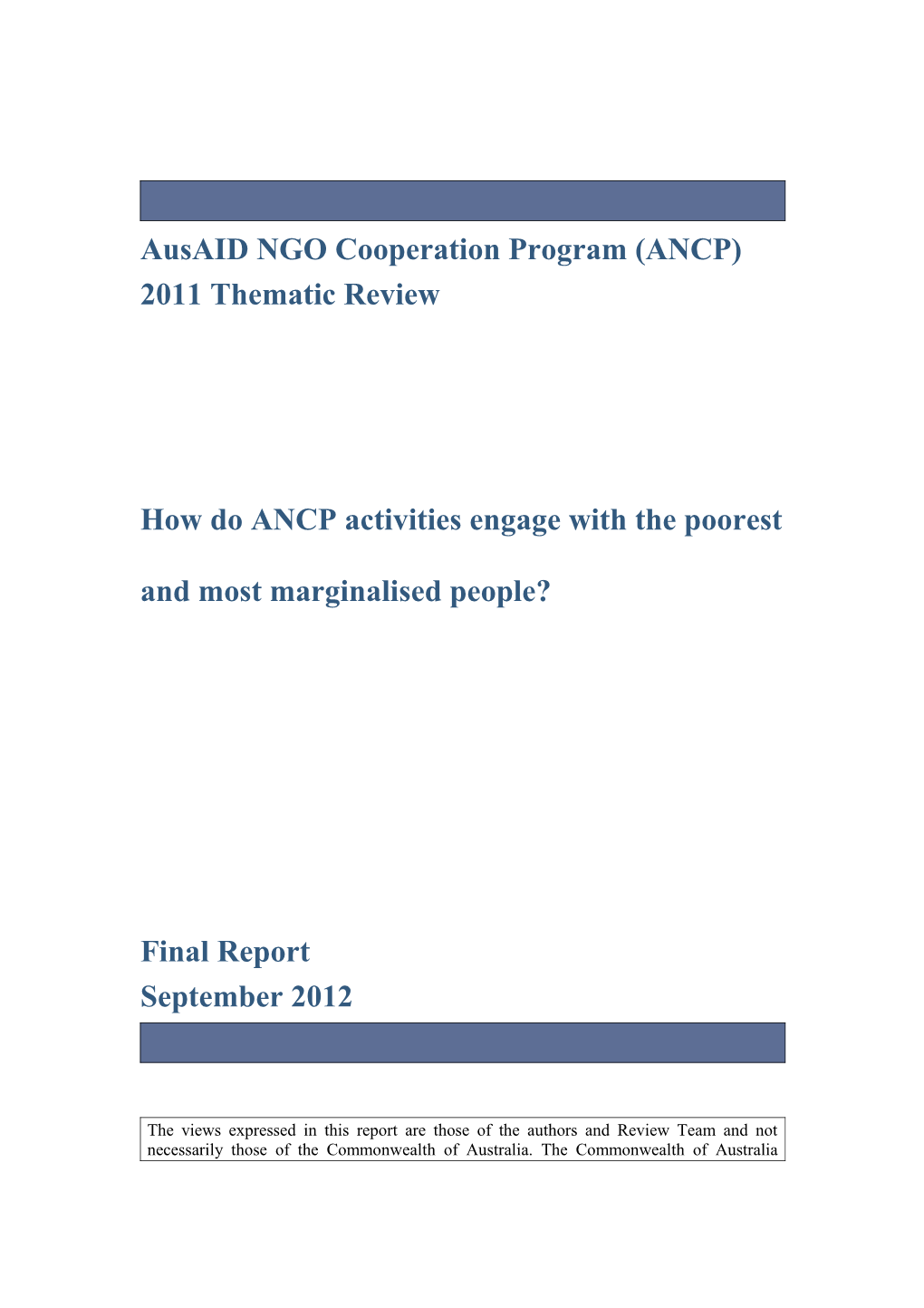 Ausaid NGO Cooperation Program (ANCP)