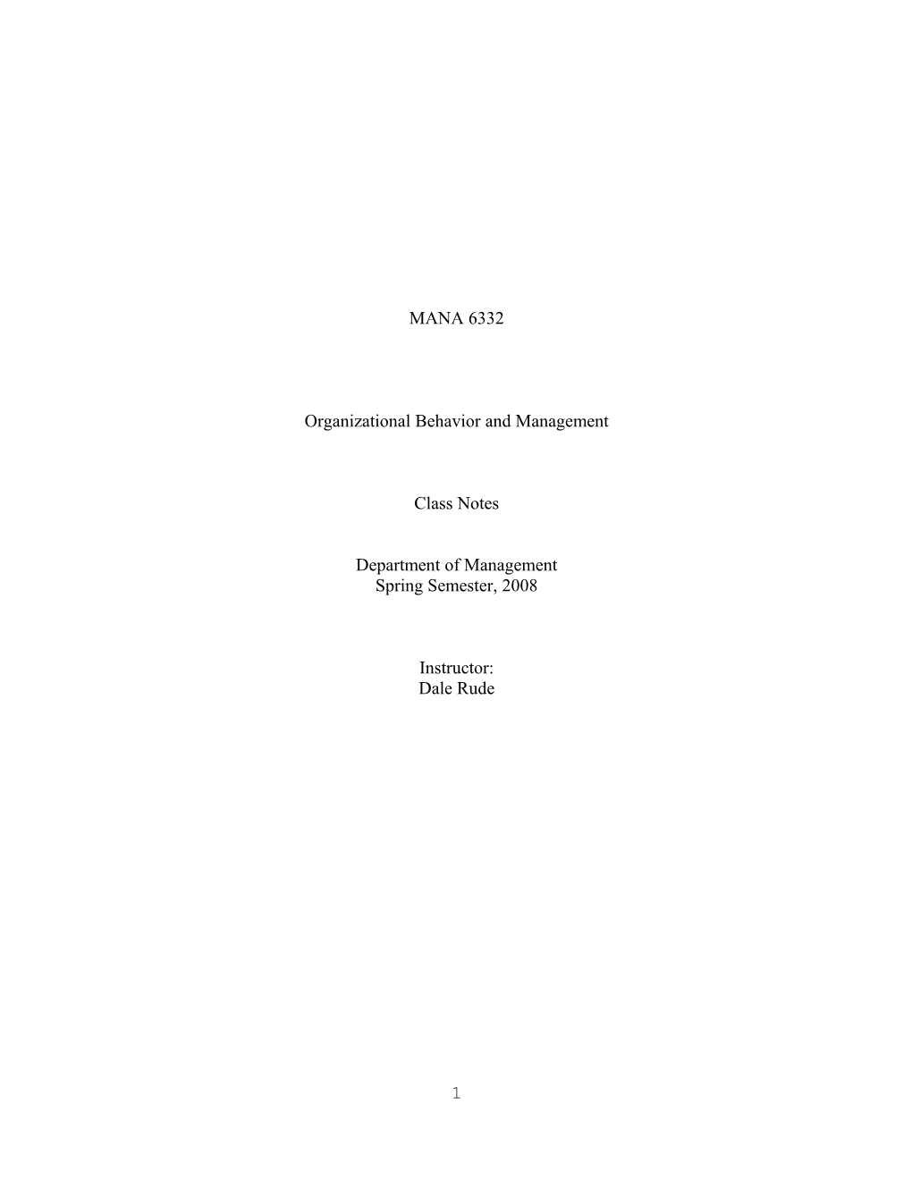 Organizational Behavior and Management