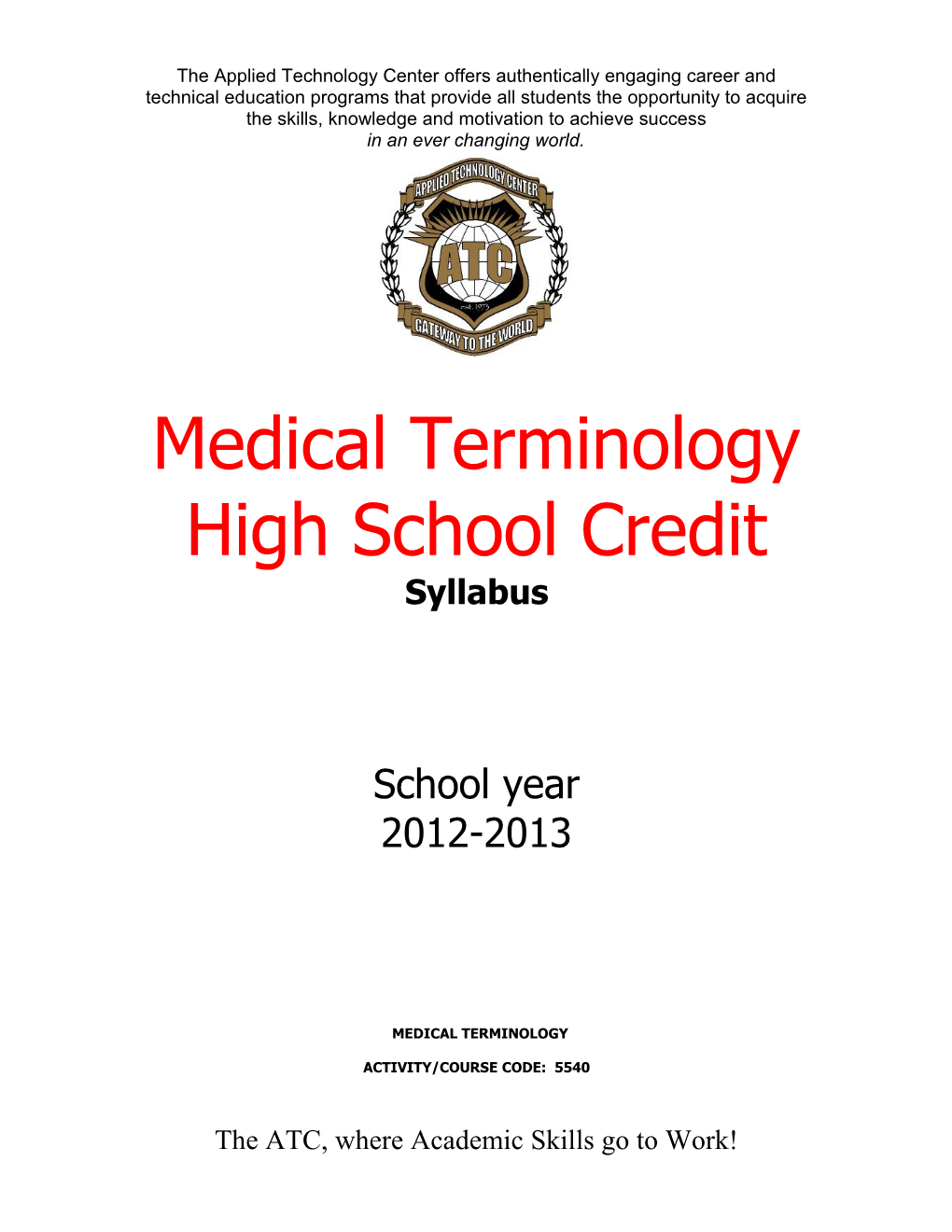 Medical Terminology High School Credit