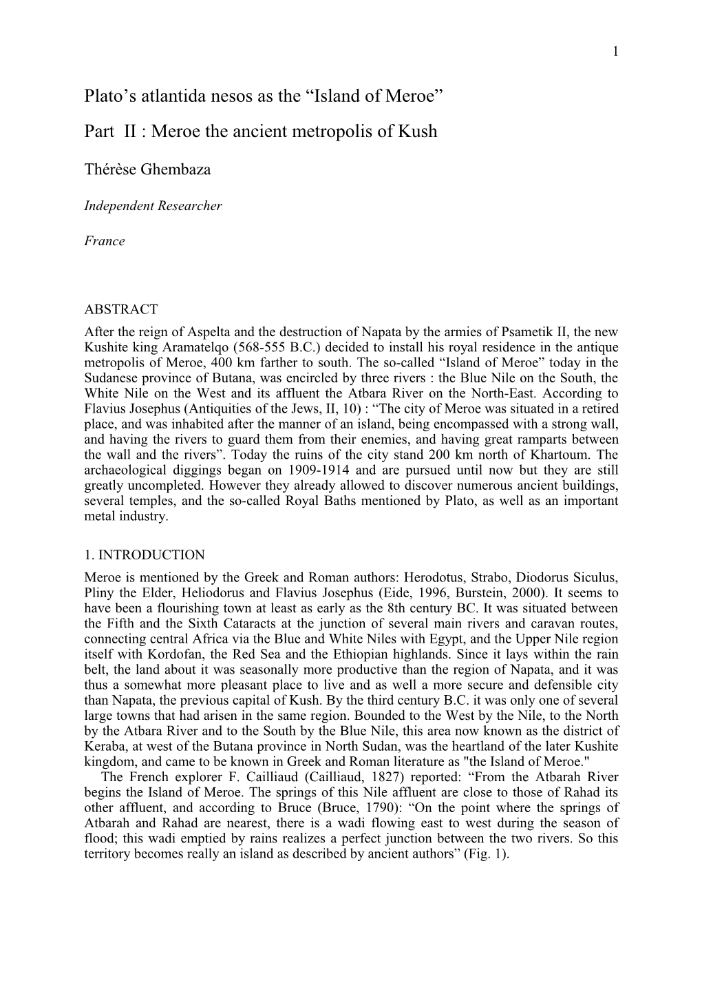 Plato S Atlantida Nesos As the Island of Meroe