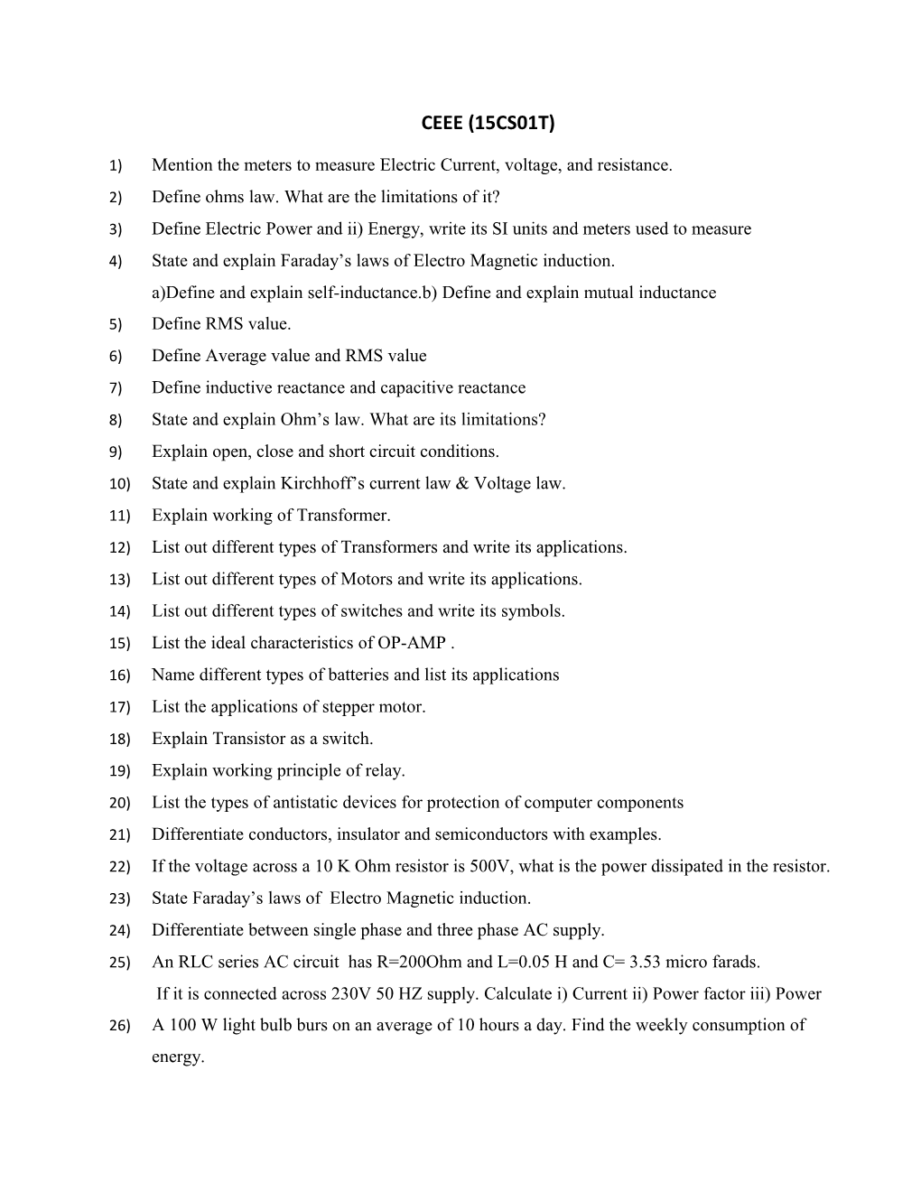 1) Mention the Meters to Measure Electric Current, Voltage, and Resistance