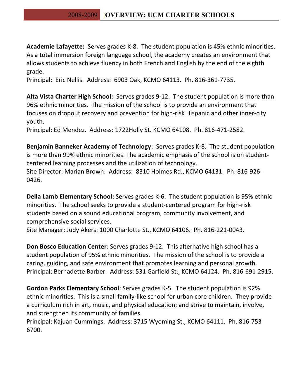 Overview: Ucm Charter Schools