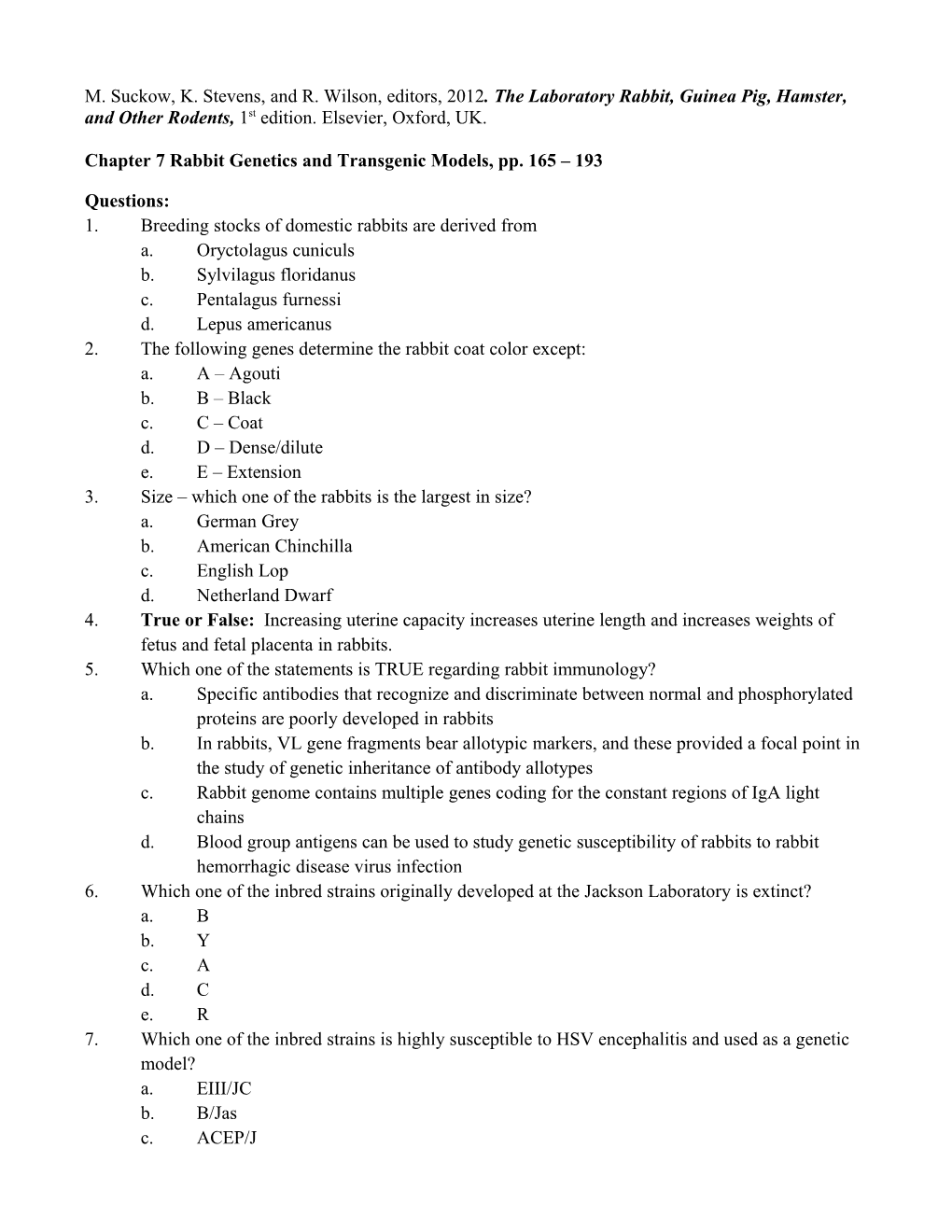 Chapter 7 Rabbit Genetics and Transgenic Models, Pp. 165 193