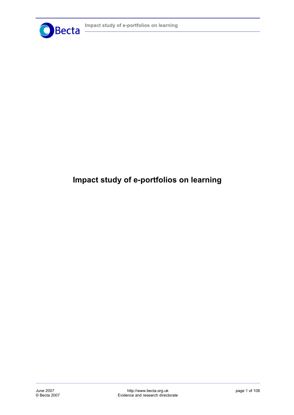 Impact Study of E-Portfolios on Learning