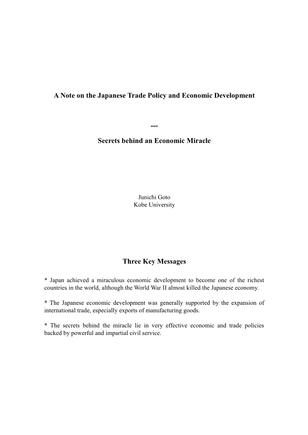 A Note on Japanese Trade Policy