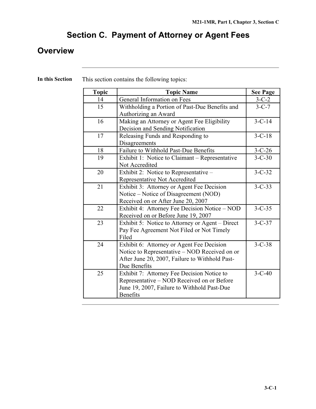 Section C. Payment of Attorney Or Agent Fees