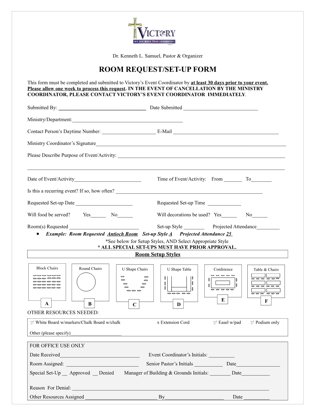 Room Request/Set-Up Form