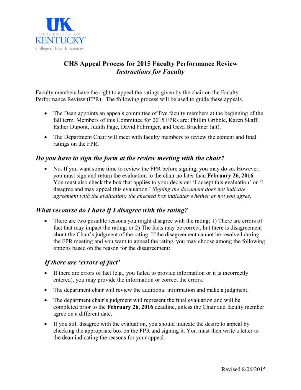 Appeal Process for Annual Performance Review