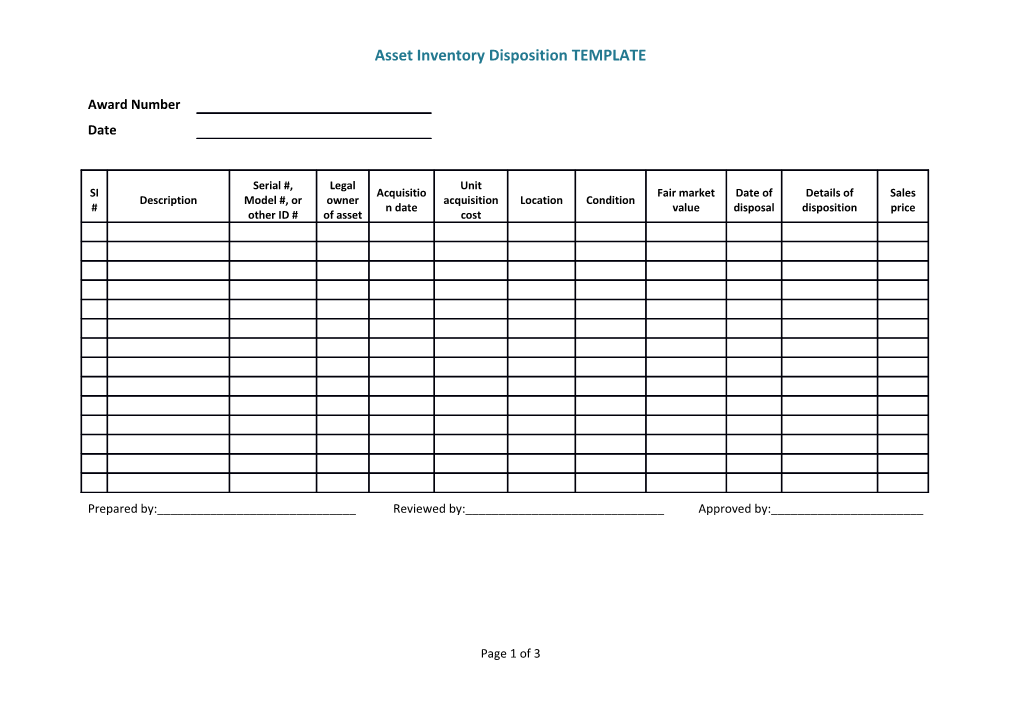 Asset Inventory Disposition TEMPLATE