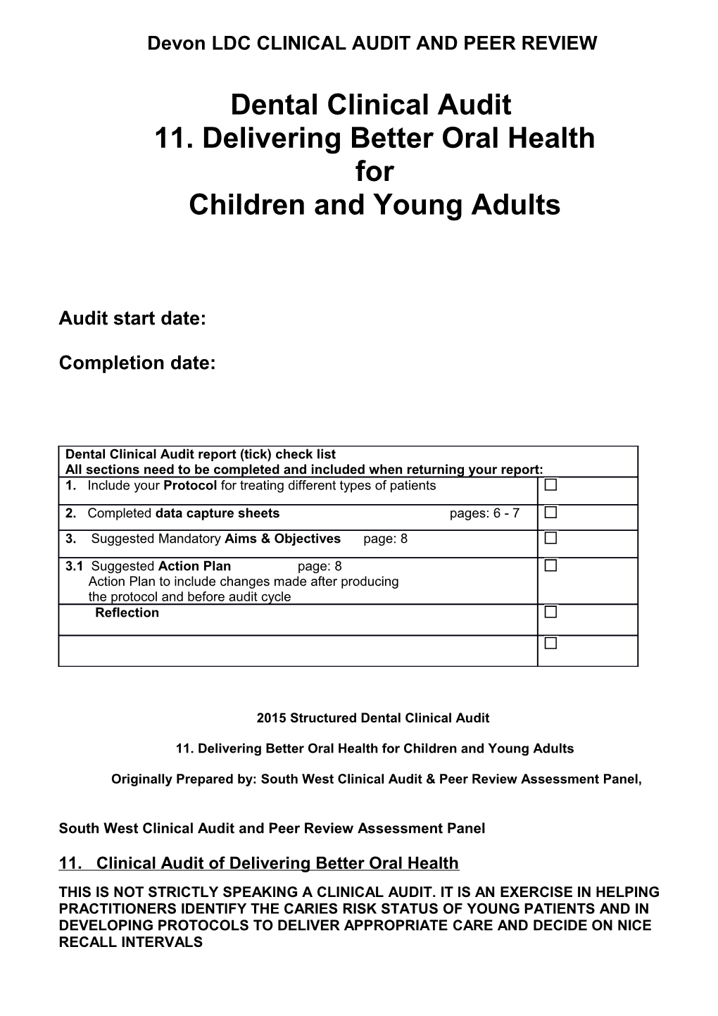 Devon LDC CLINICAL AUDIT and PEER REVIEW