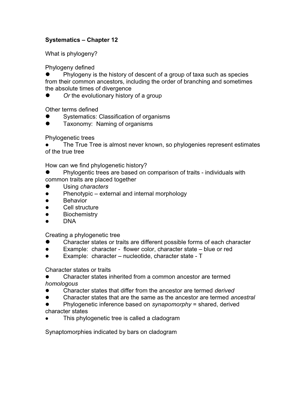 Systematics Chapter 12