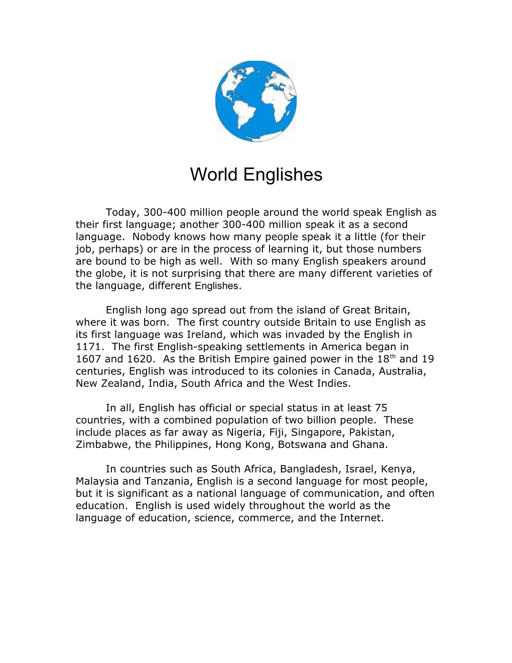 World Englishes