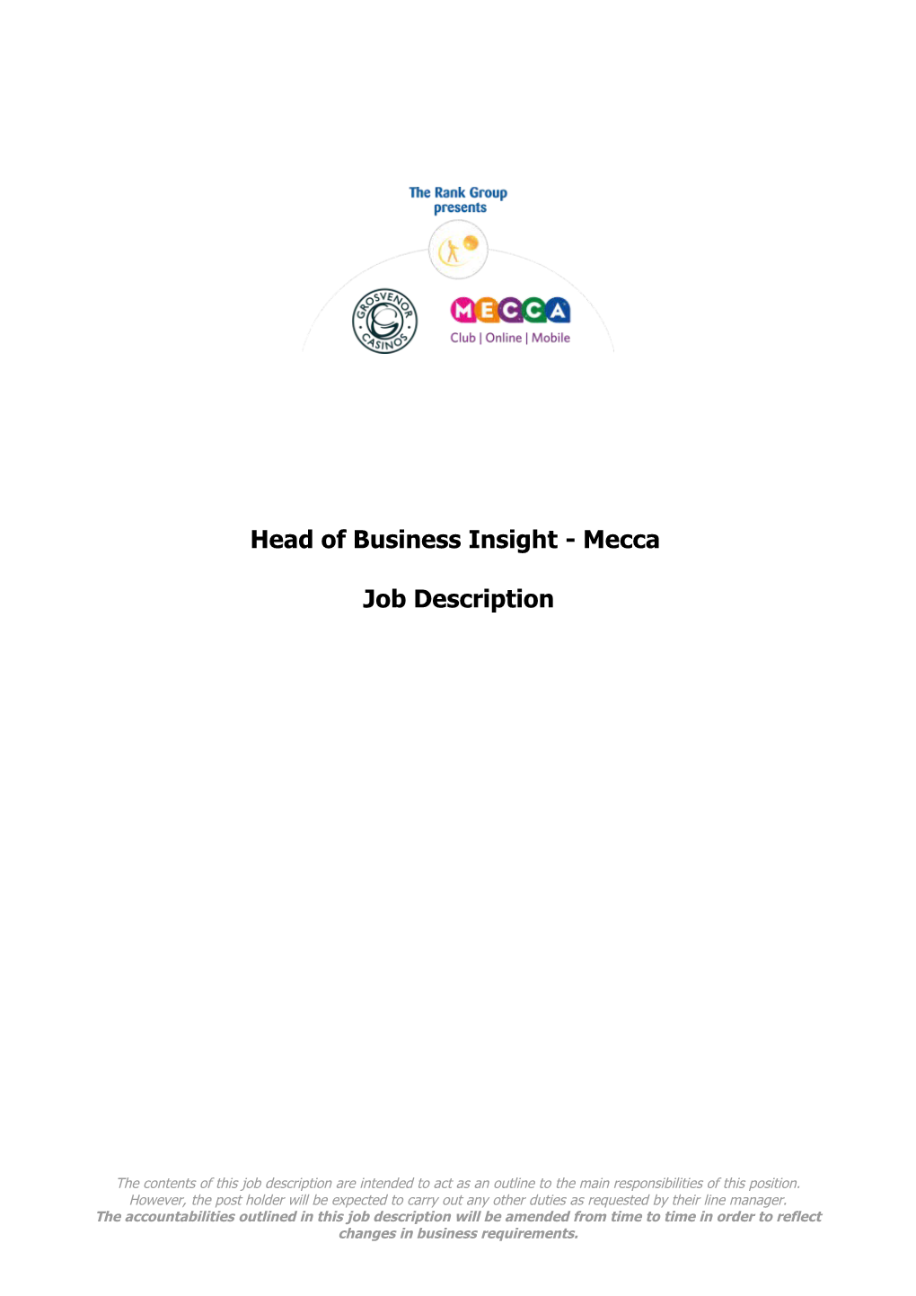 Head of Business Insight - Mecca
