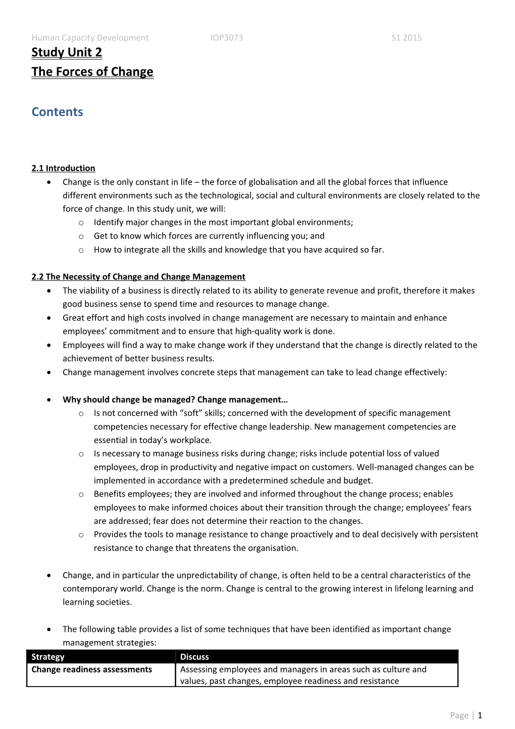 2.2 the Necessity of Change and Change Management