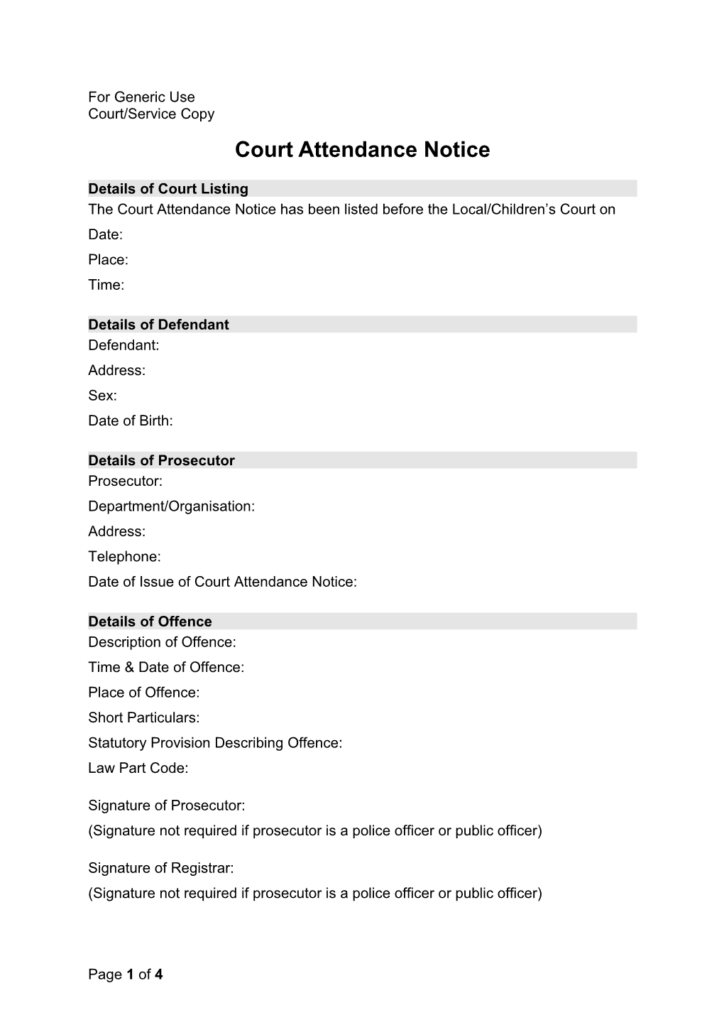 Court Attendance Notice