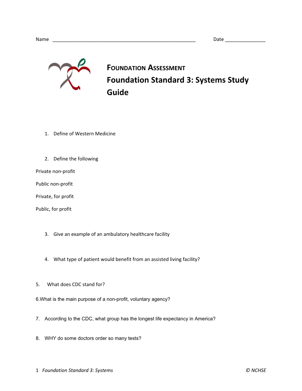 Foundation Standard 3: Systems Study Guide