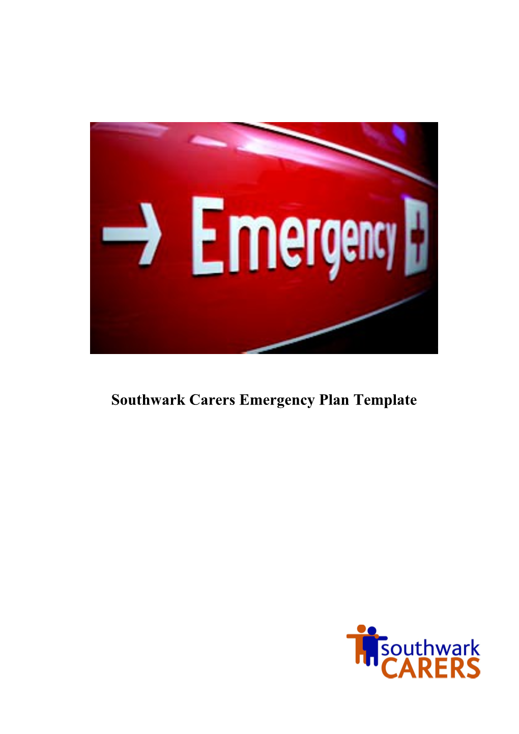 Southwark Carers Emergency Plan Template