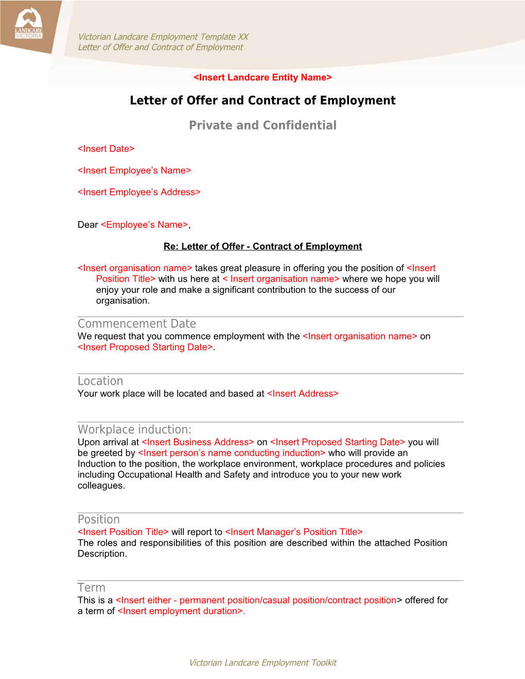 Letter of Offer and Contract of Employment