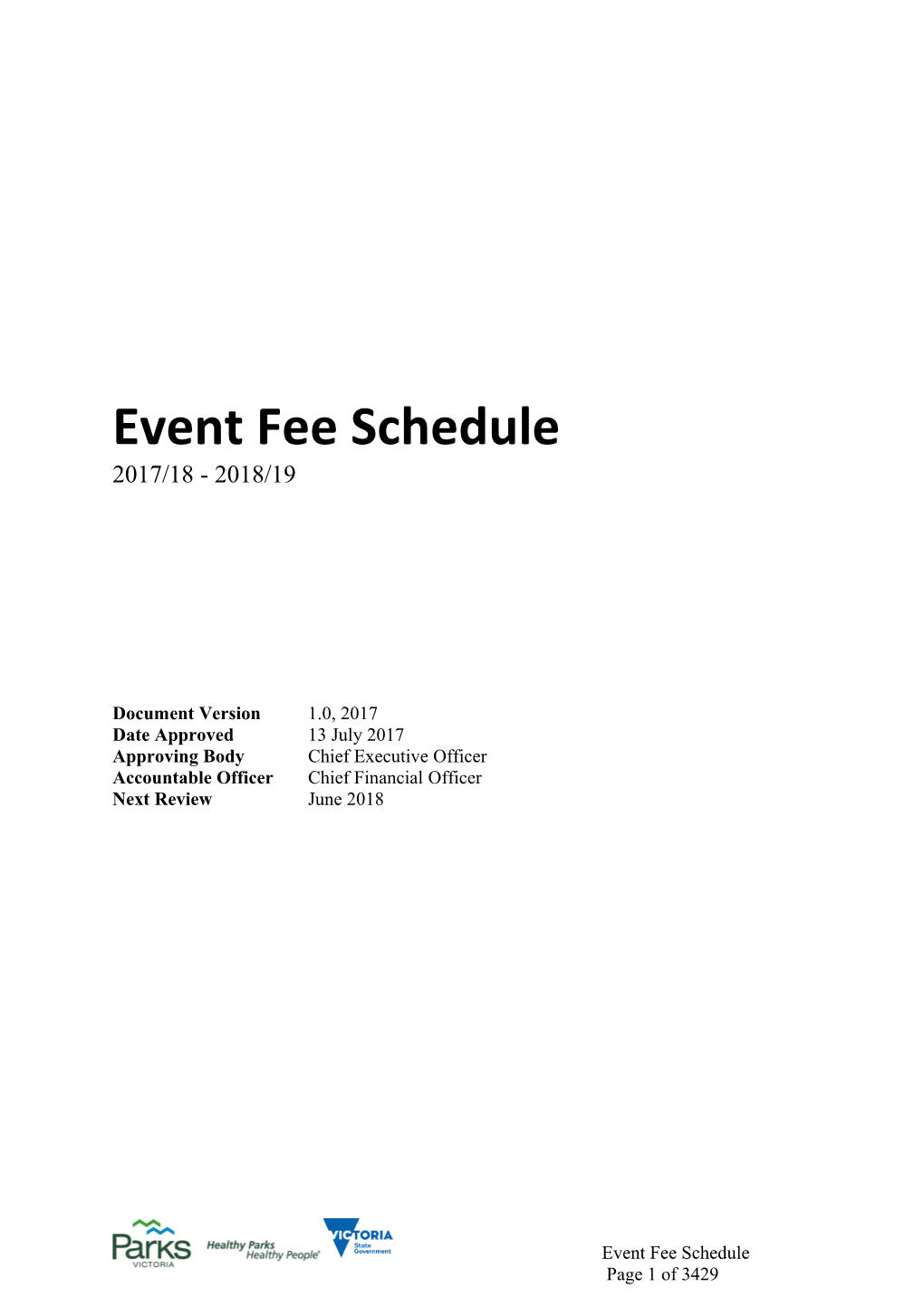 Event Fee Schedule 2017-18