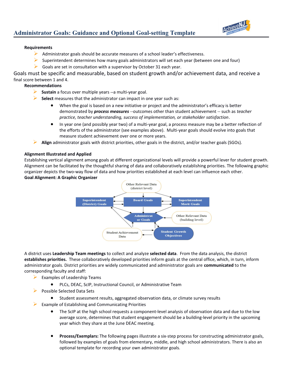 Administrator Goals: Guidance and Optional Goal-Setting Template