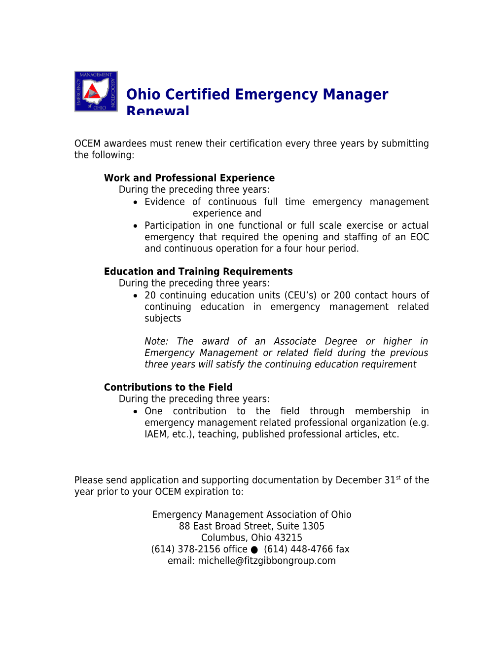 Ohio Certified Emergency Manager