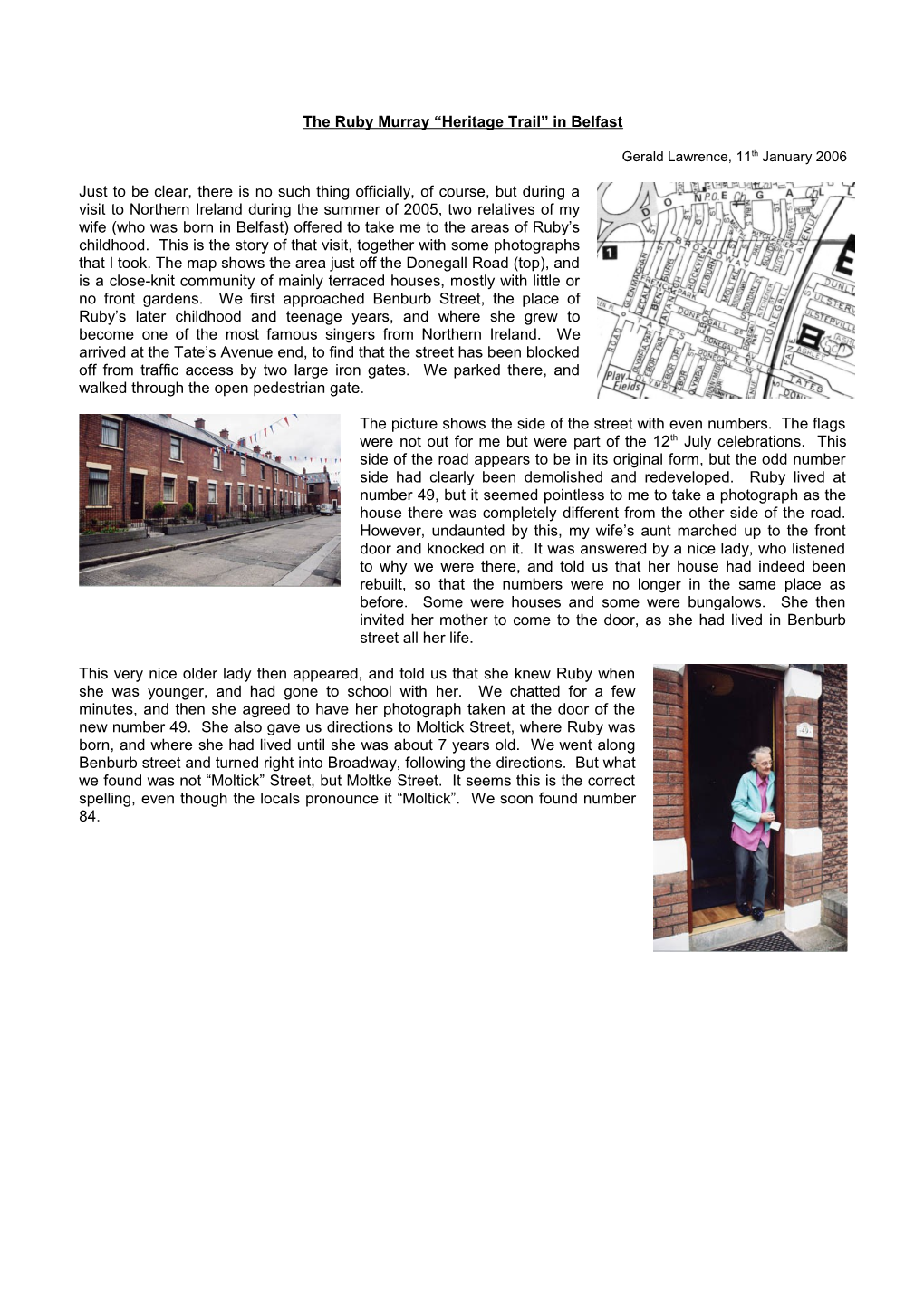 The Ruby Murray Heritage Trail in Belfast