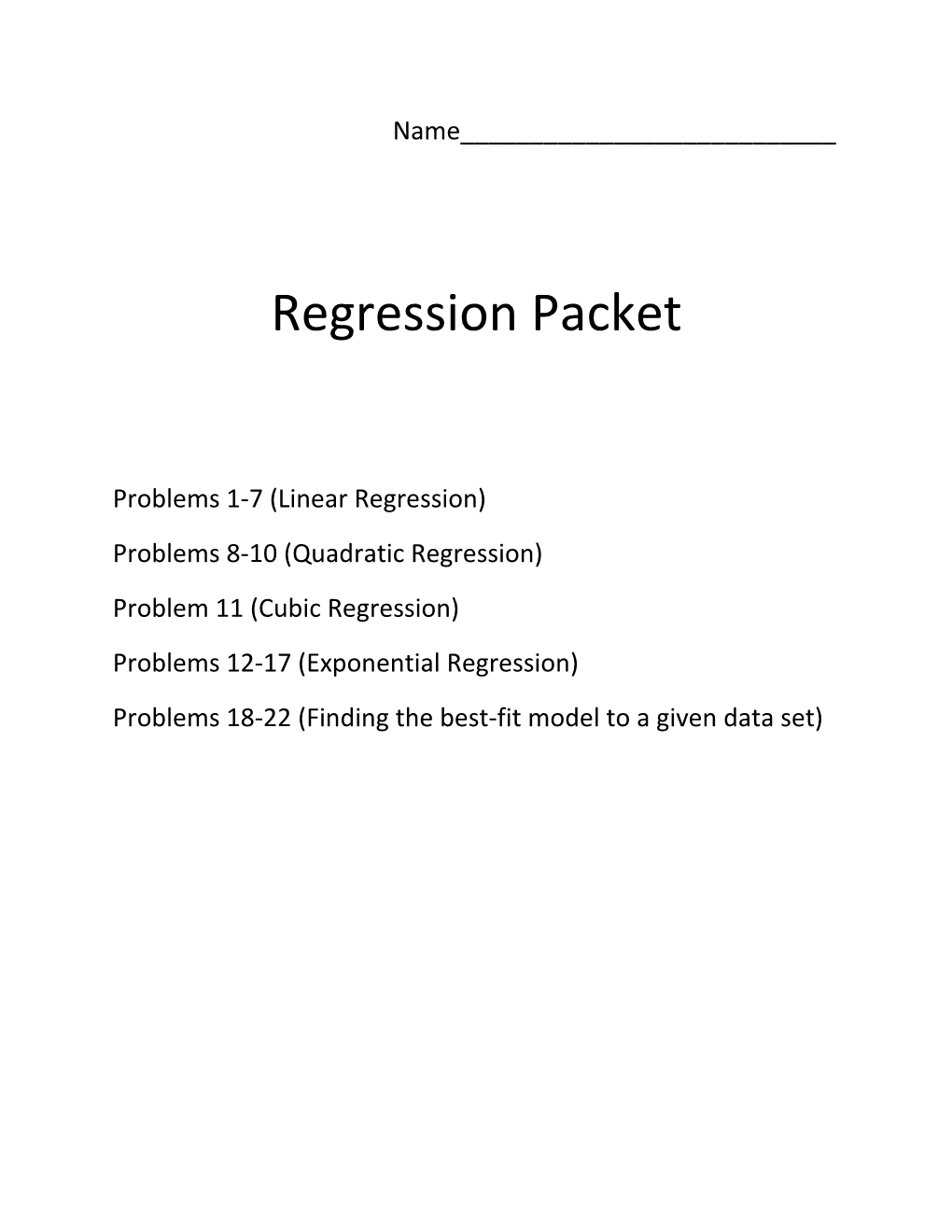 Regression Packet