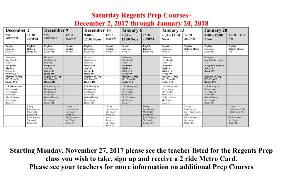 Please See Your Teachers for More Information on Additional Prep Courses