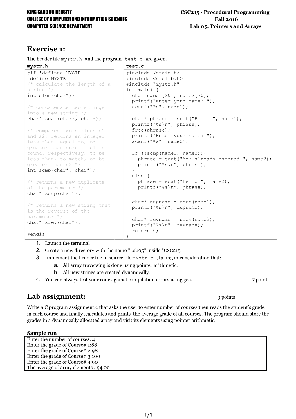 CSC215: Procedural Programming Lab 03: Control Flow