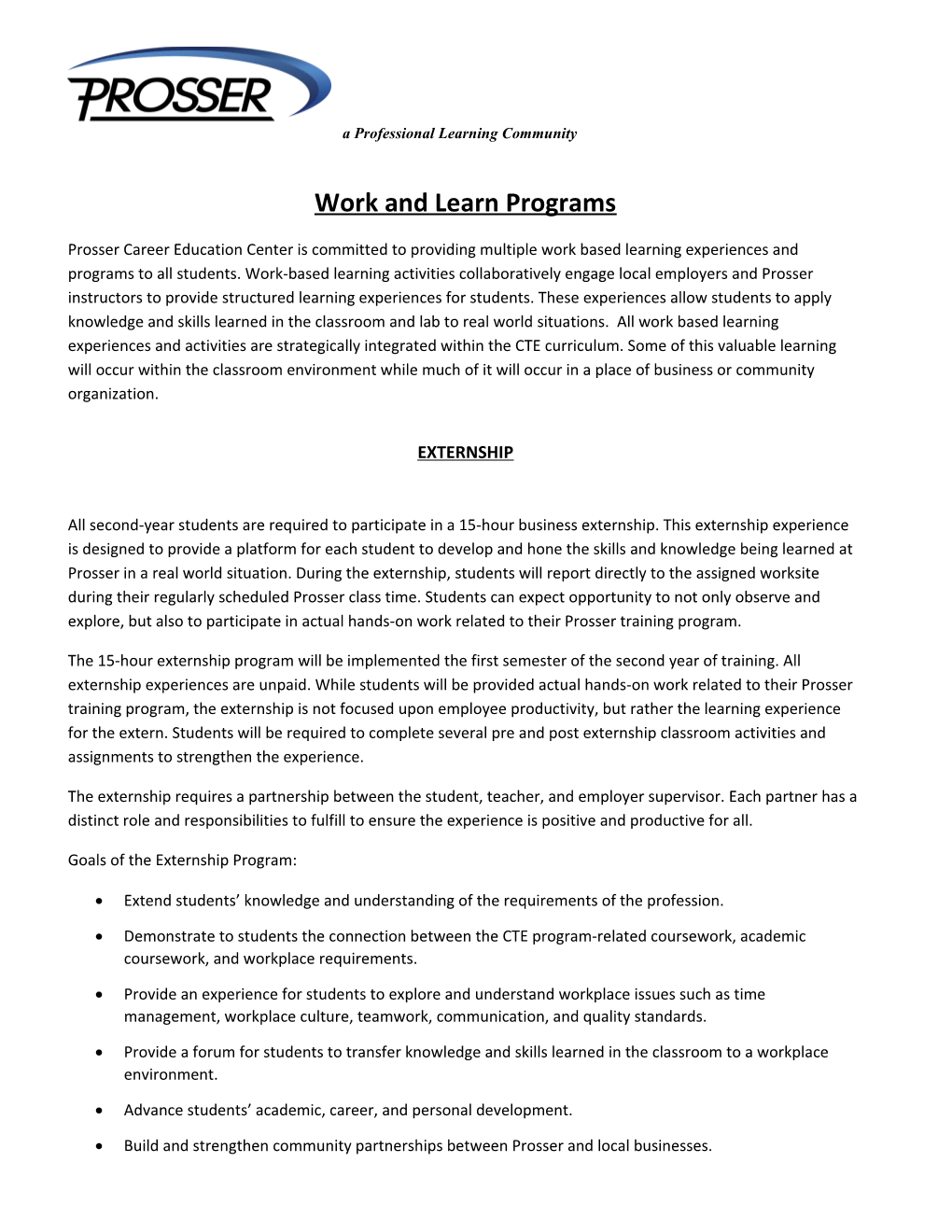 Work and Learn Programs
