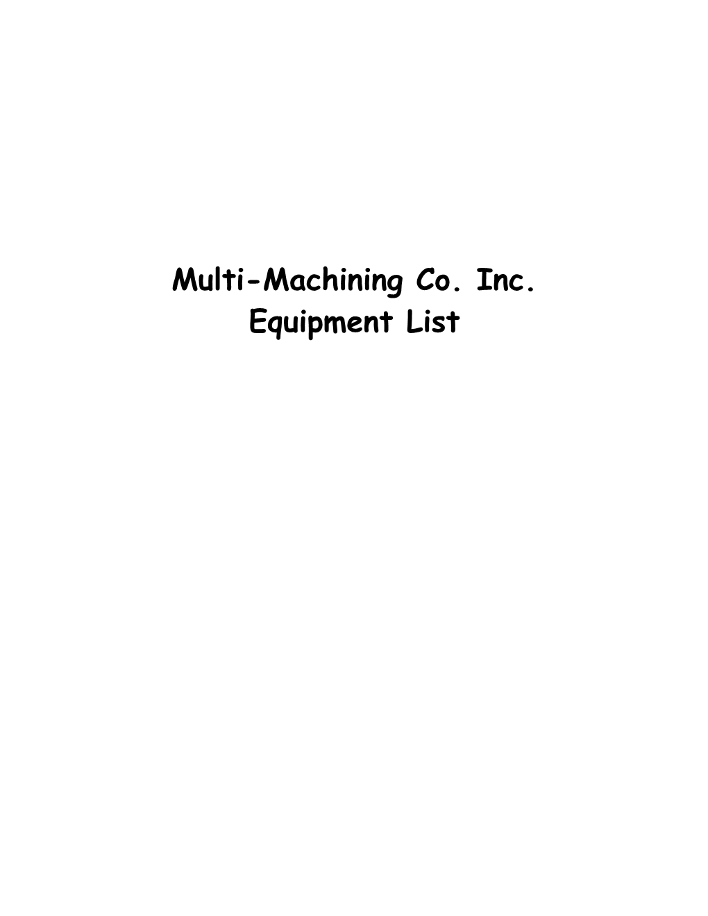 Multi-Machining Co