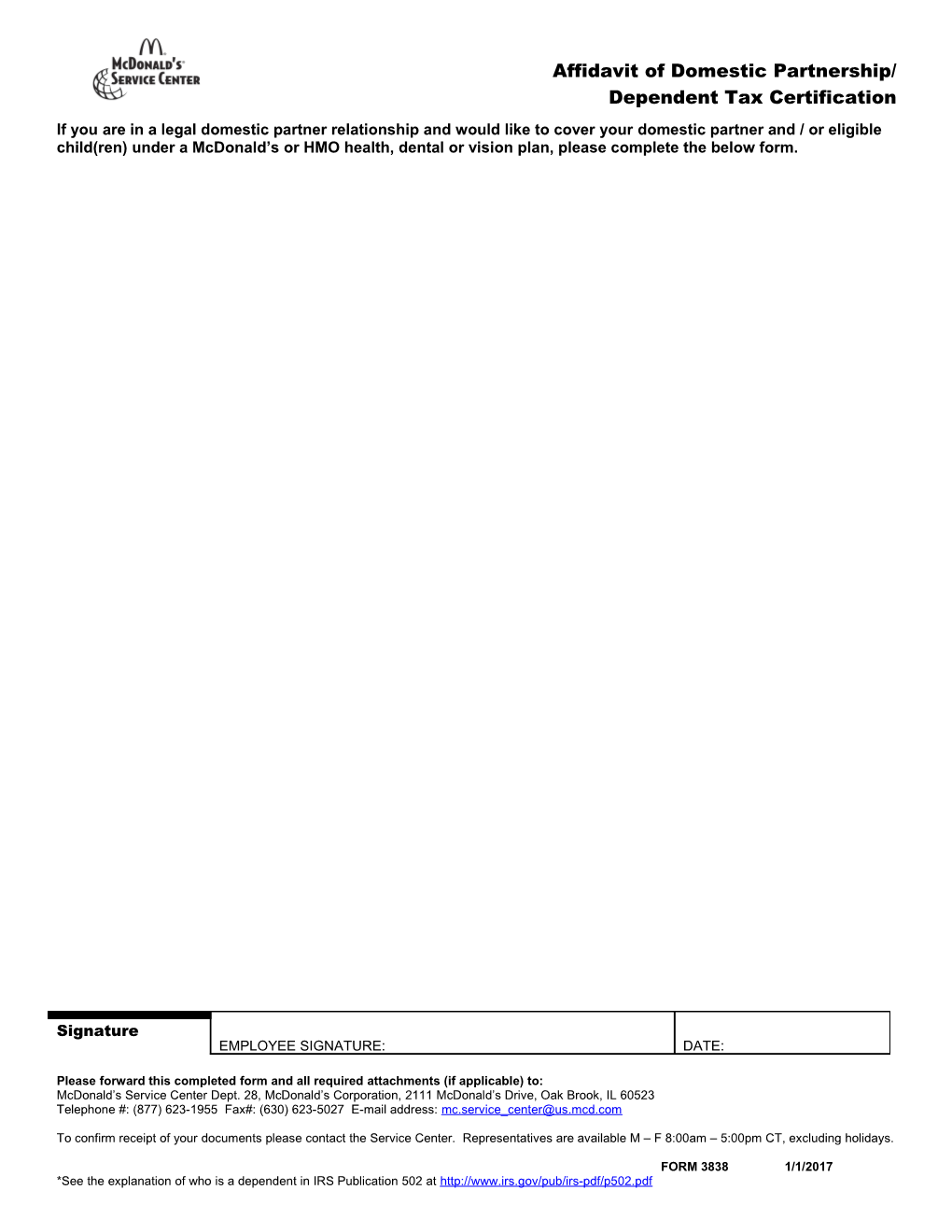 Affidavit of Domestic Partnership