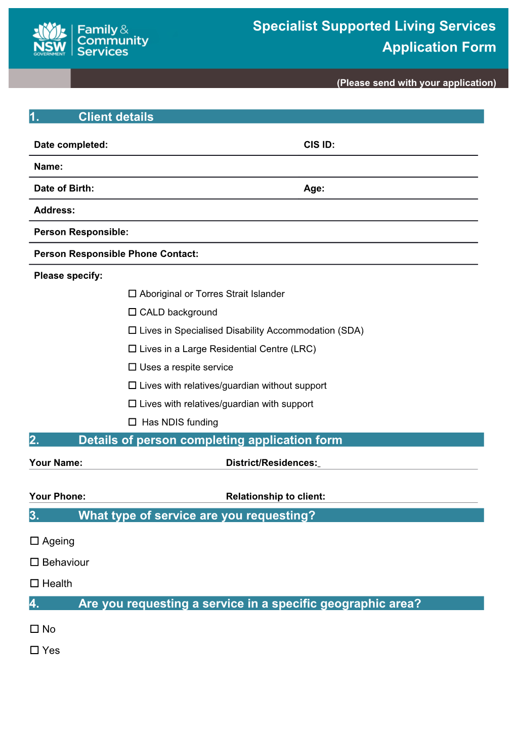2. Details of Person Completing Application Form