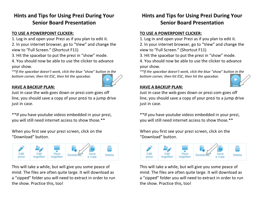 Hints and Tips for Using Prezi During Your Senior Board Presentation