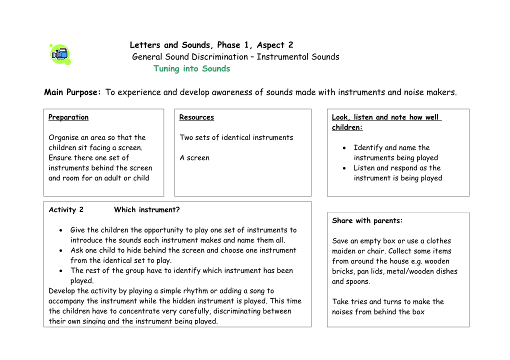 Letters and Sounds, Phase 1, Aspect 2