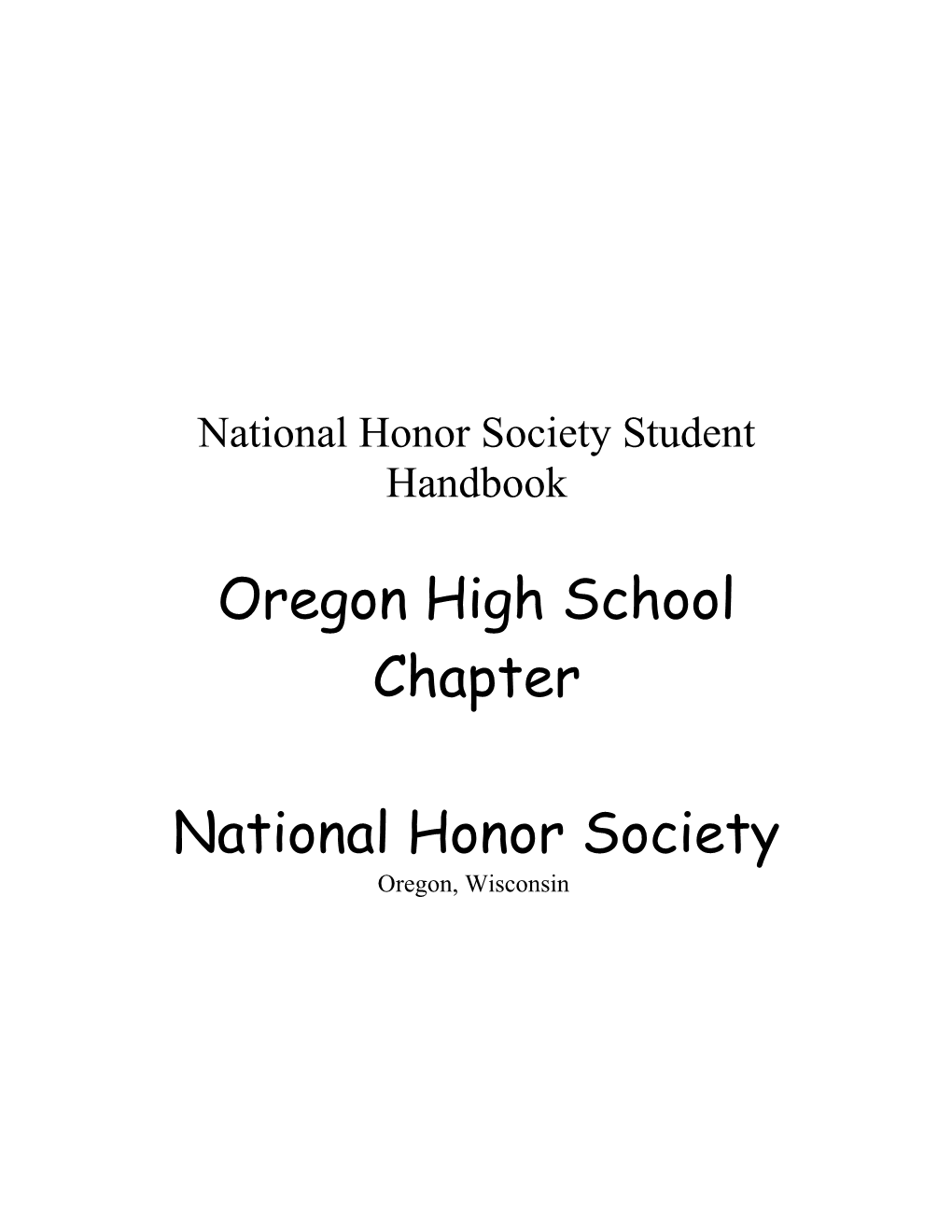 National Honor Society Student Handbook