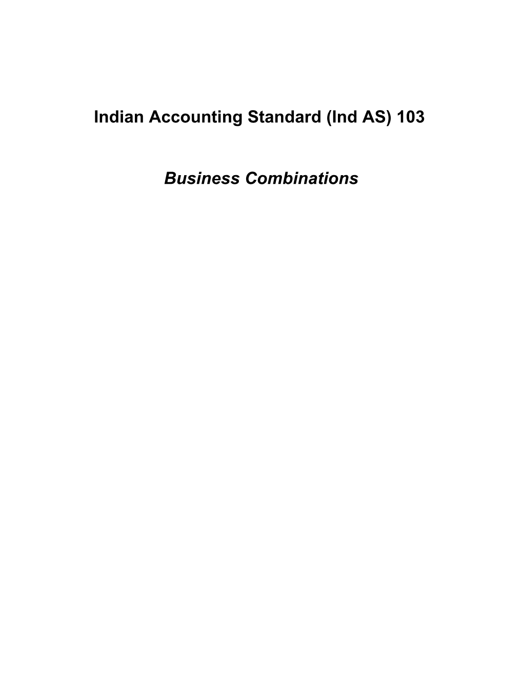 Indian Accounting Standard (Ind AS) 103