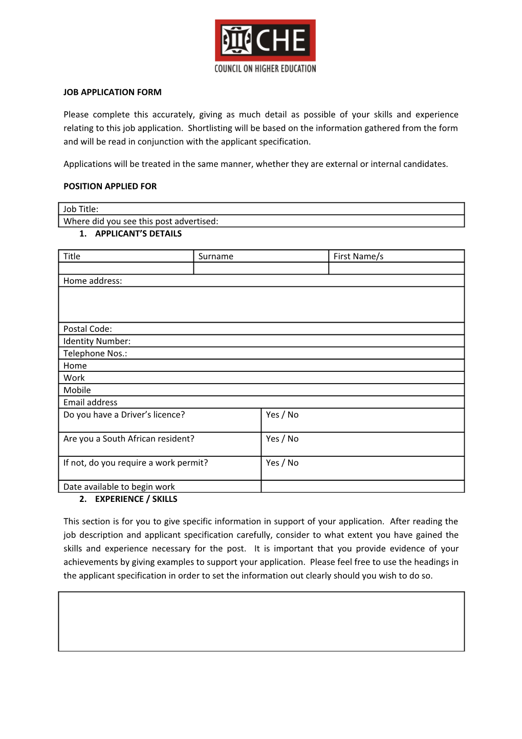 Job Application Form s1