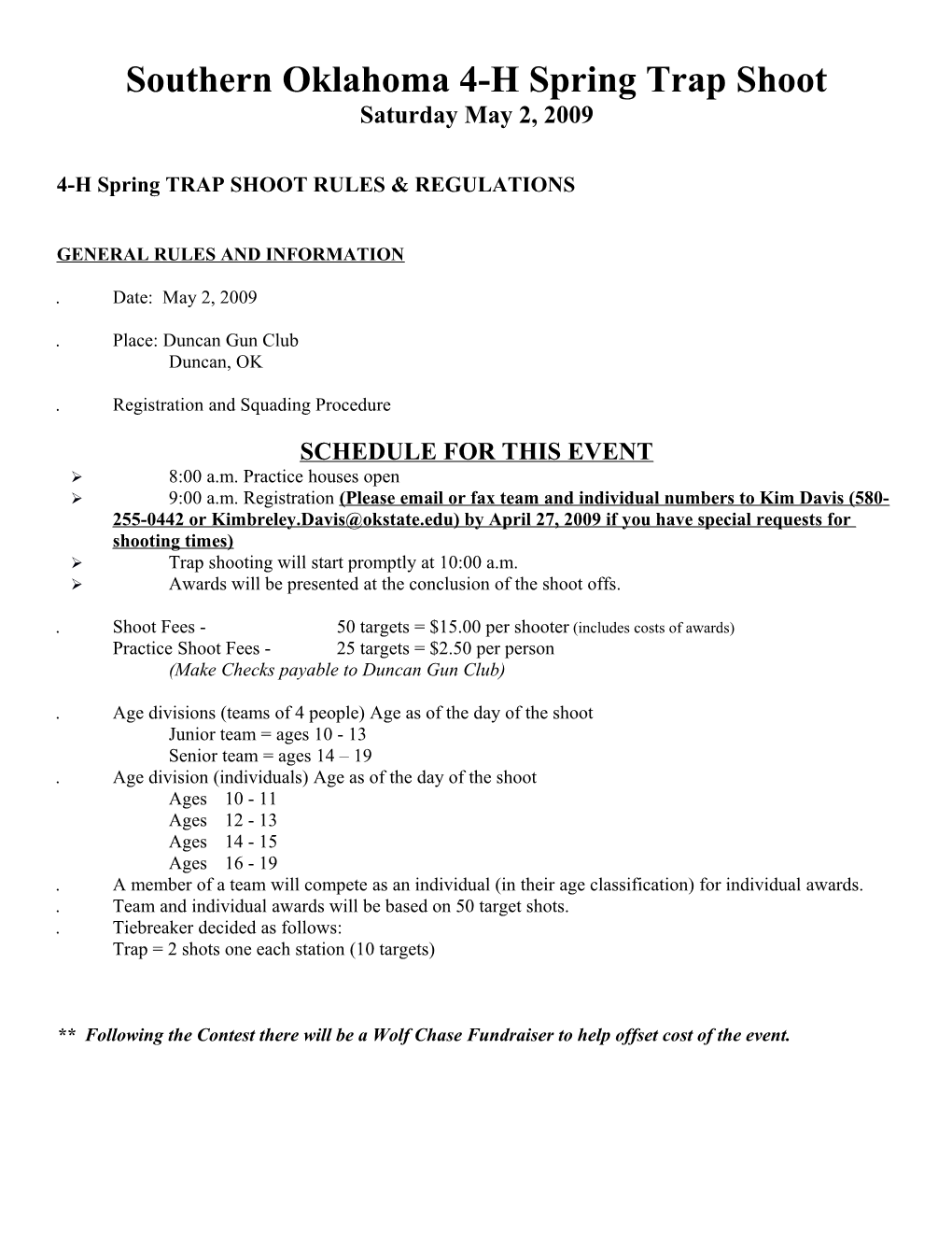 Southern Oklahoma 4-H Spring Trap Shoot