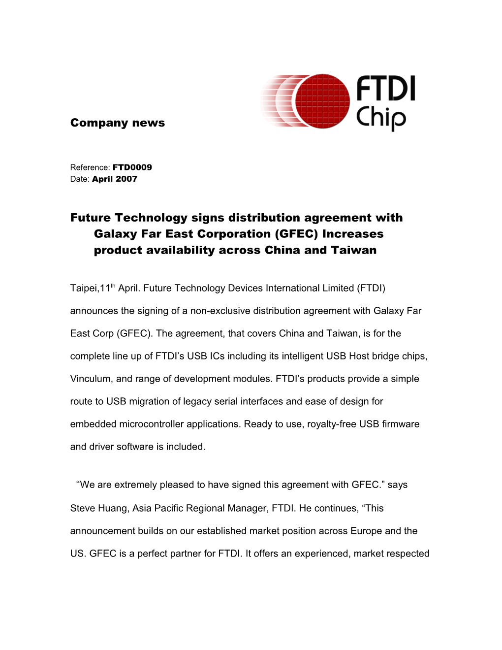 Future Technology Signs Distribution Agreement with Galaxy Far East Corporation (GFEC)