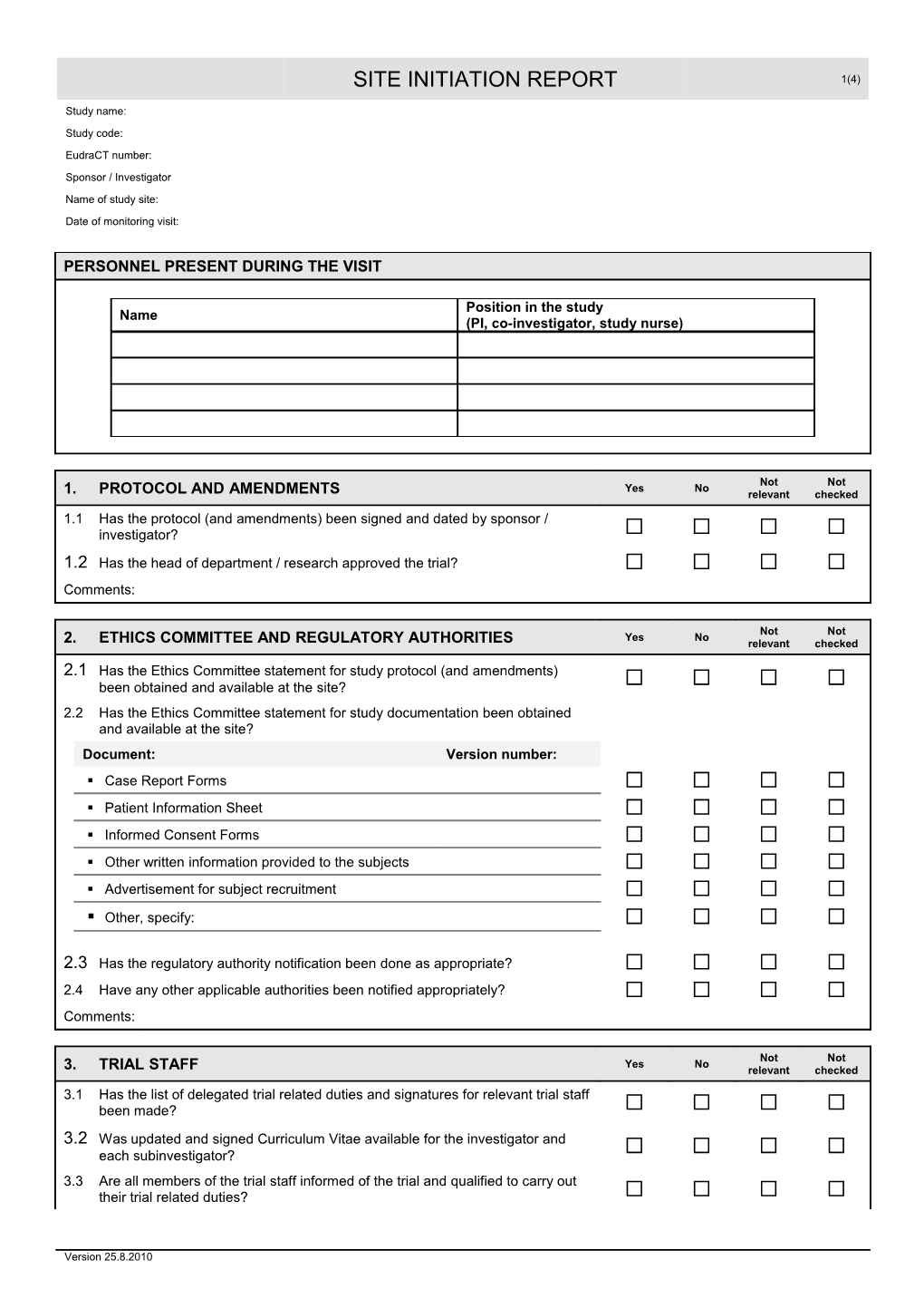 Site Initiation Report