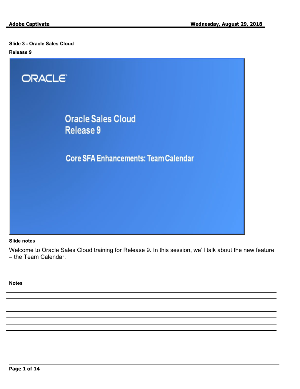 Slide 3 - Oracle Sales Cloud