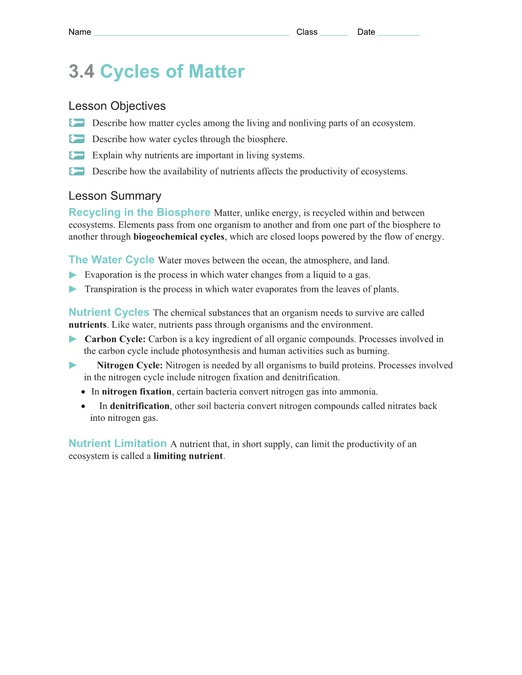 3.4 Cycles of Matter s1