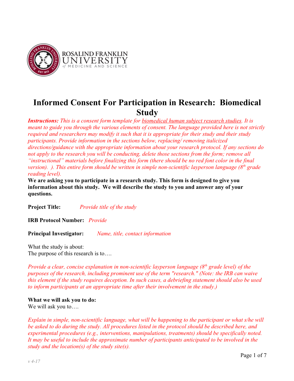 Georgetown University Medical Center IRB Protocol Review Form for Reviewer