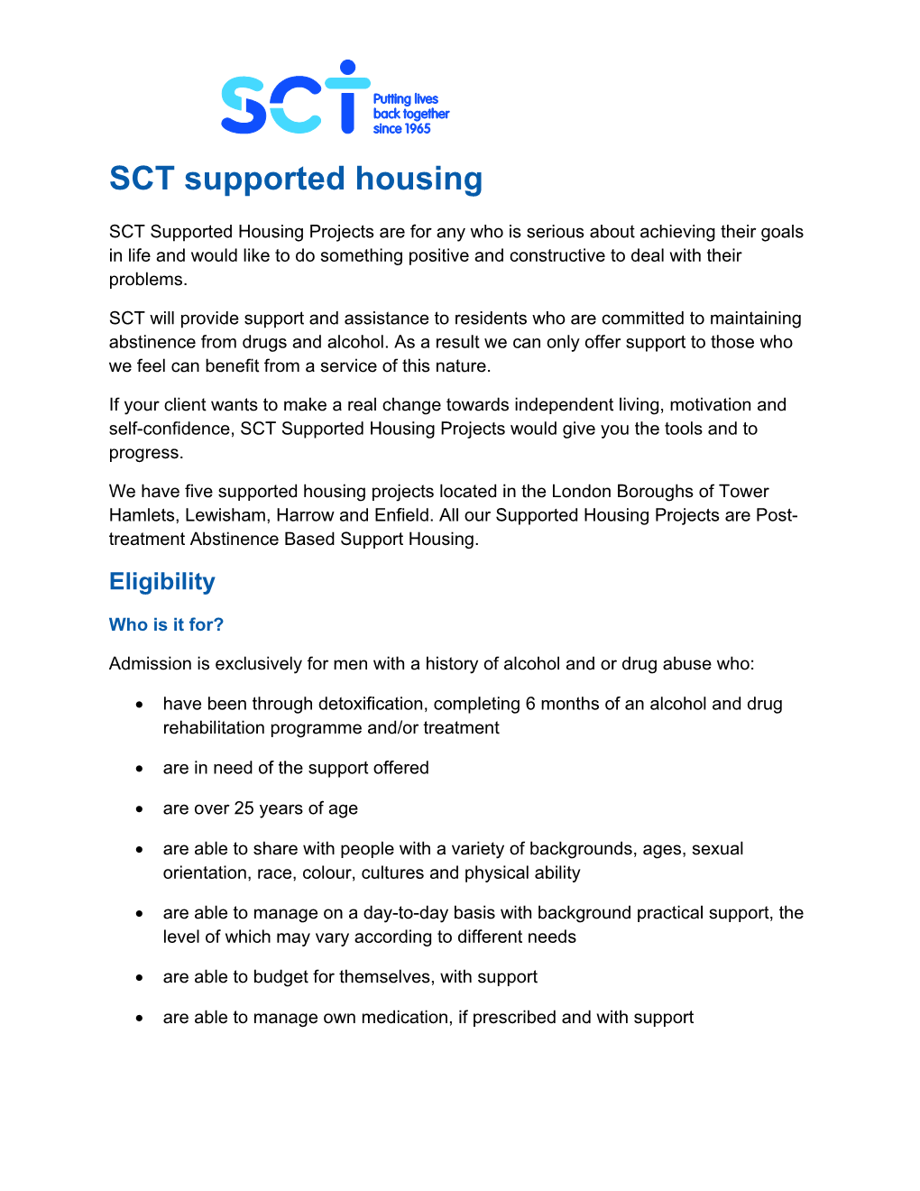 SCT Supported Housing