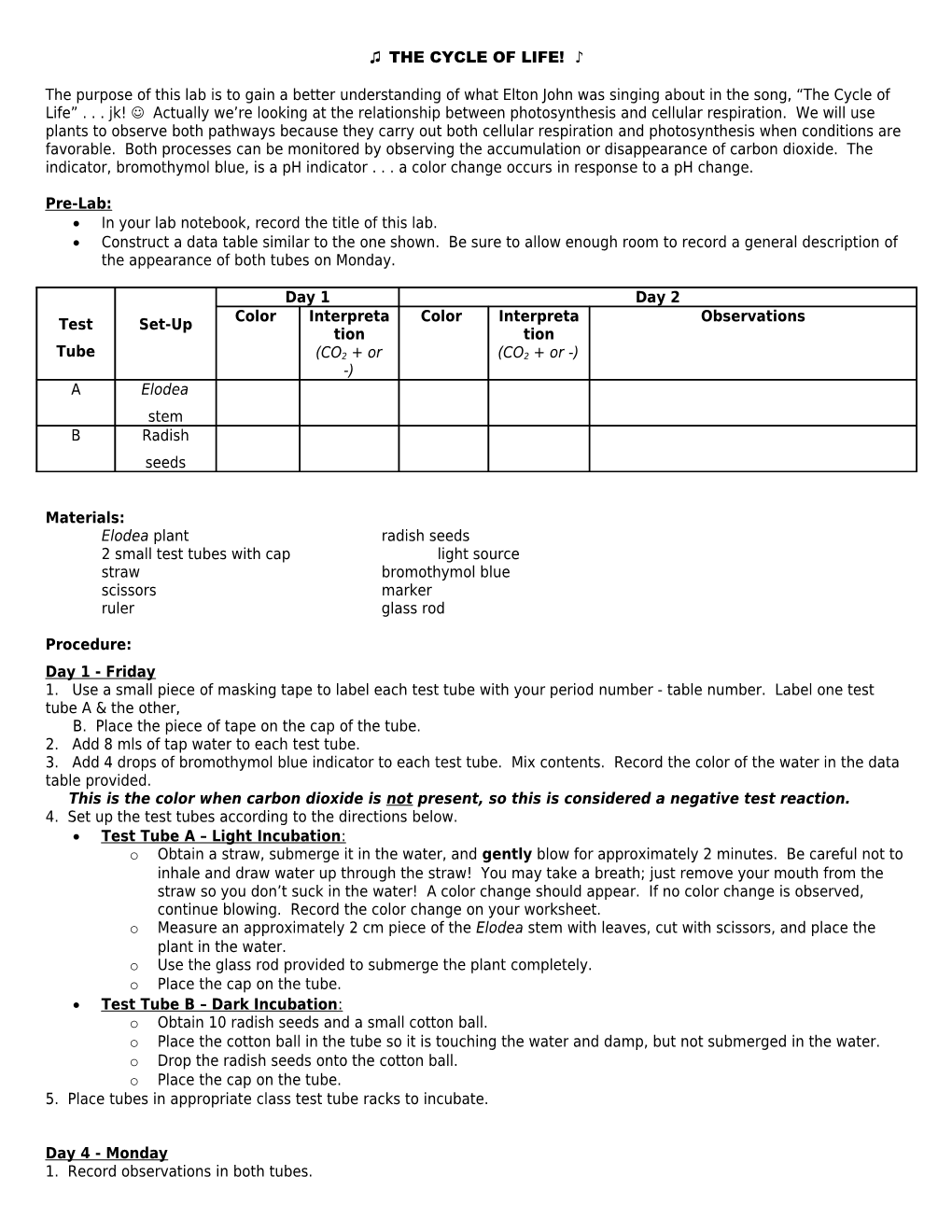 Photosynthesis & Cellular Respiration s1