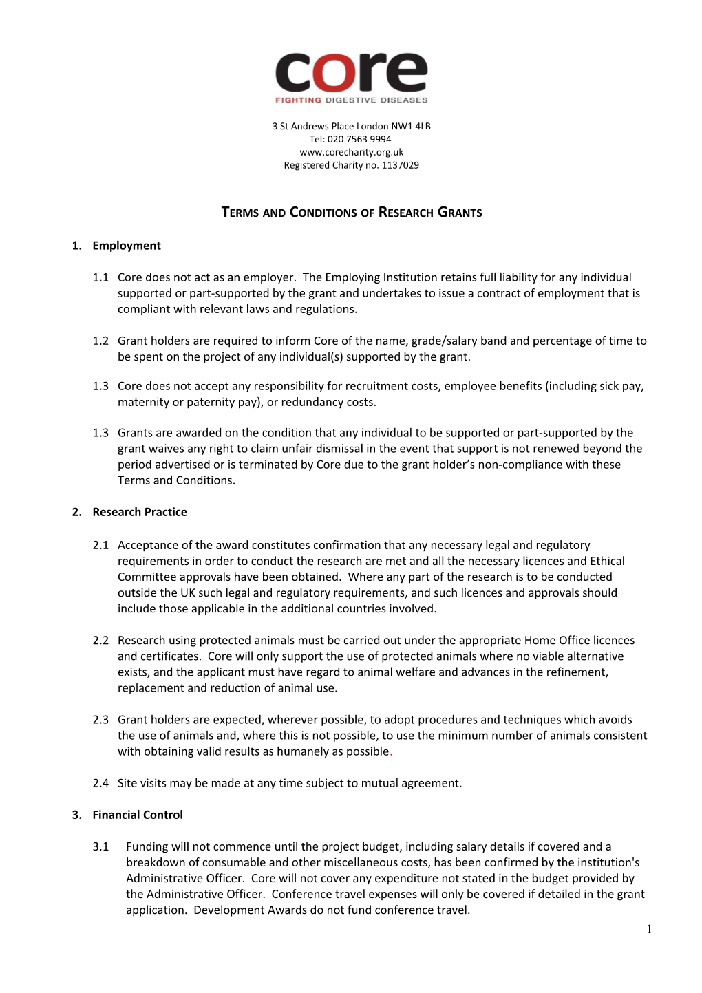 Terms and Conditions of Research Fellowships